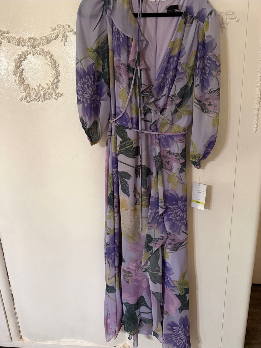 Maison Tara Lilac & Purple Floral Wrap Maxi Dress
